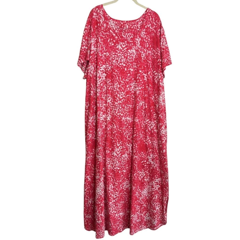 Carole Hochman Womens Maxi Dress 3X Red White Tie Dye Cotton